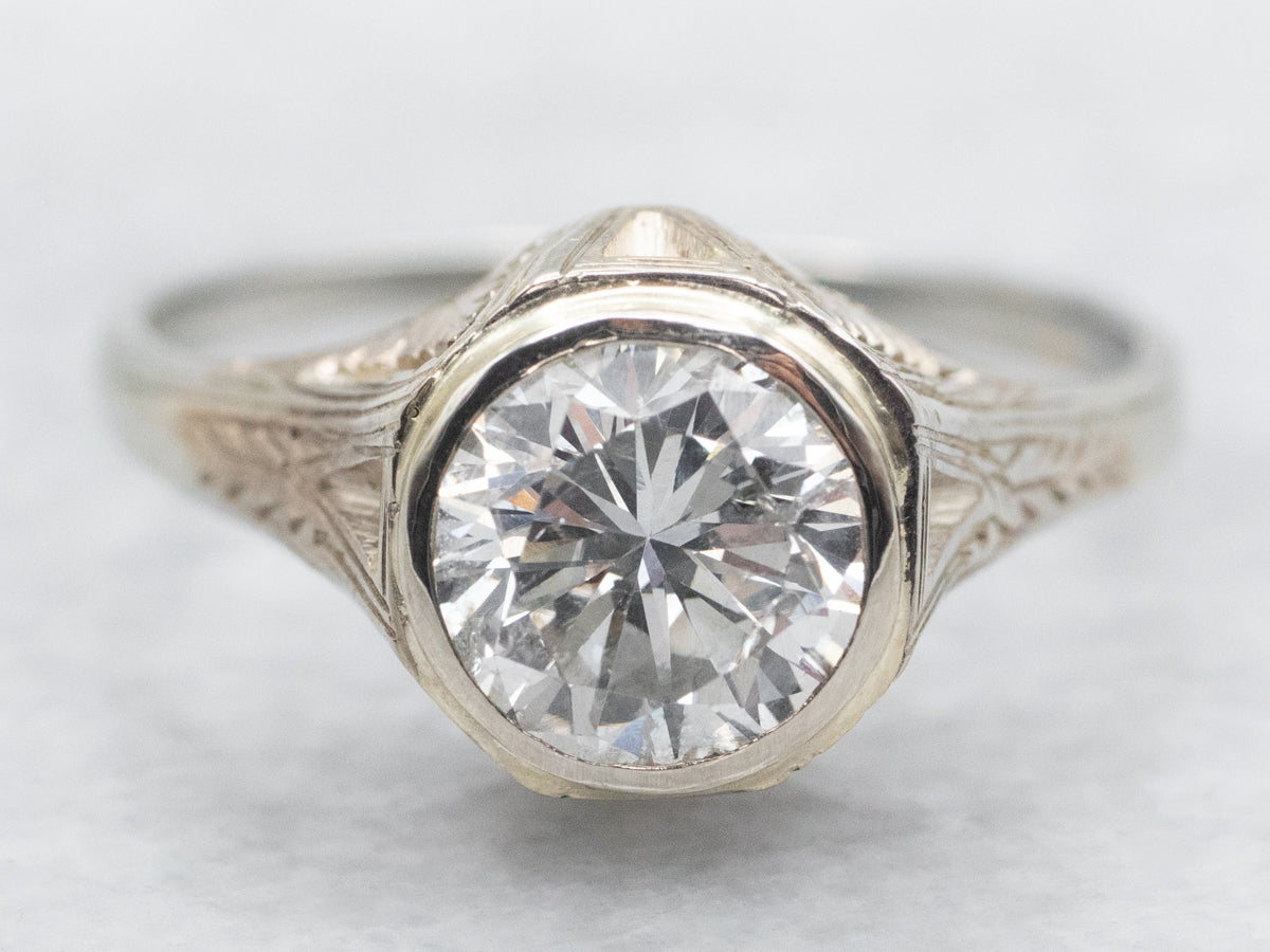 1920&#39;s Art Deco Diamond Solitaire Engagement Ring