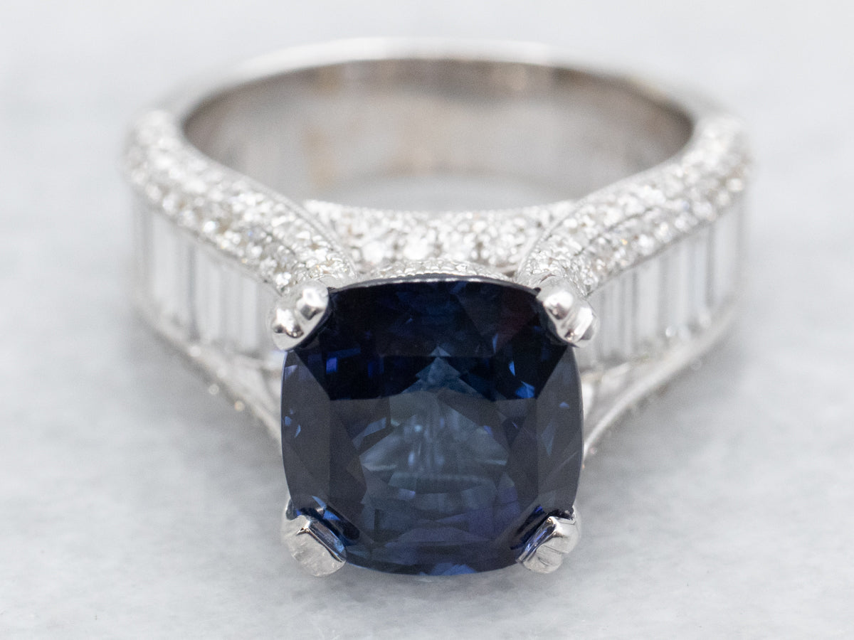 High Quality Sapphire and Diamond Statement Ring