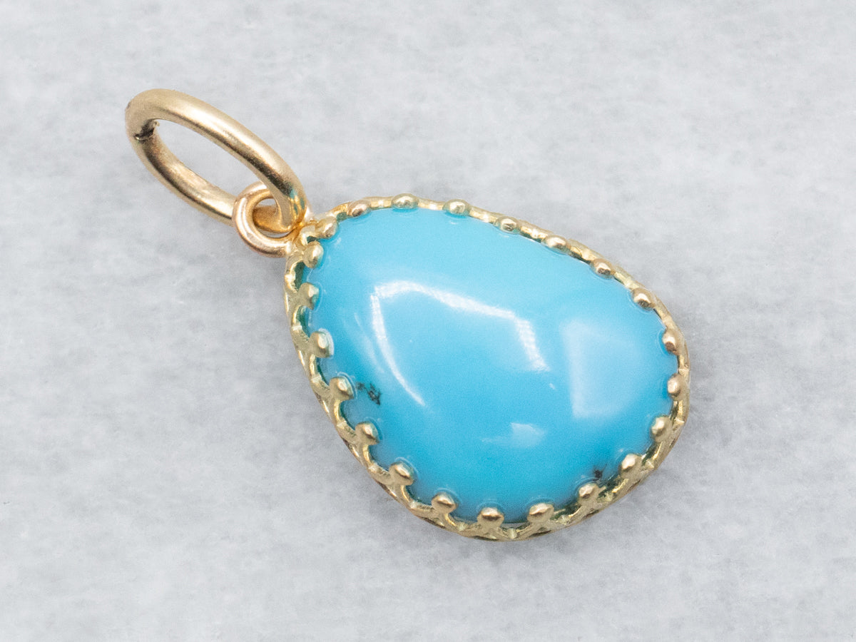 Bright Blue Pear-Cut Turquoise Pendant