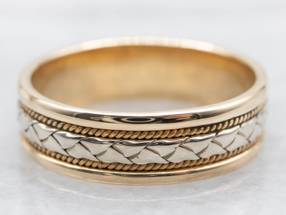 Two Tone Zig Zag Pattern Wedding Band