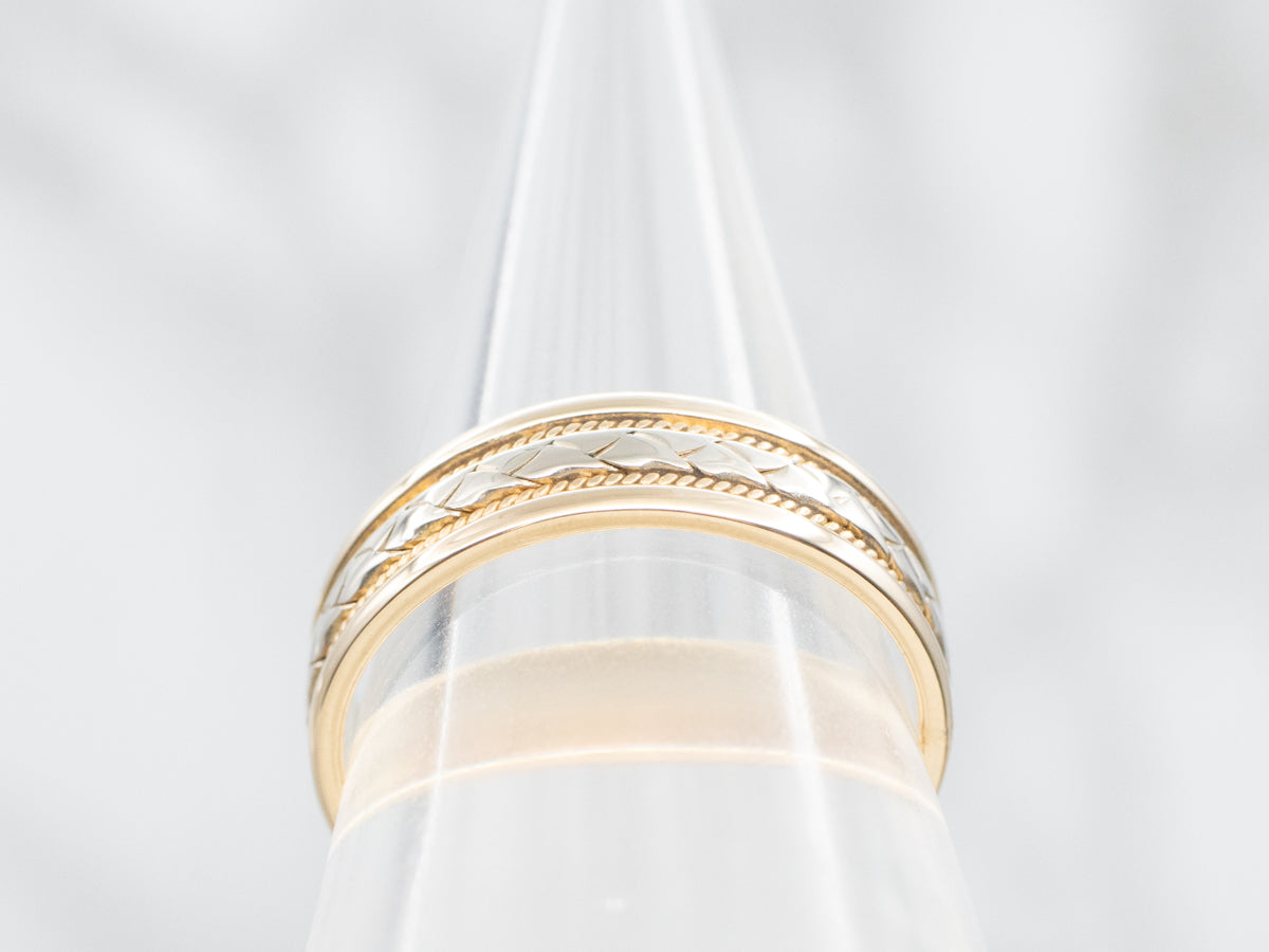 Two Tone Zig Zag Pattern Wedding Band