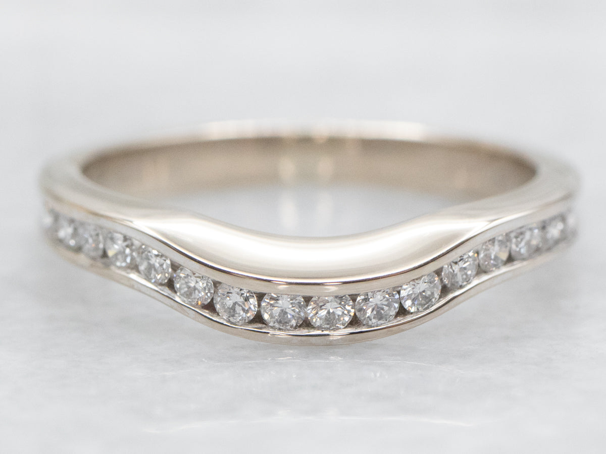 Curved Diamond Guard Wedding Band