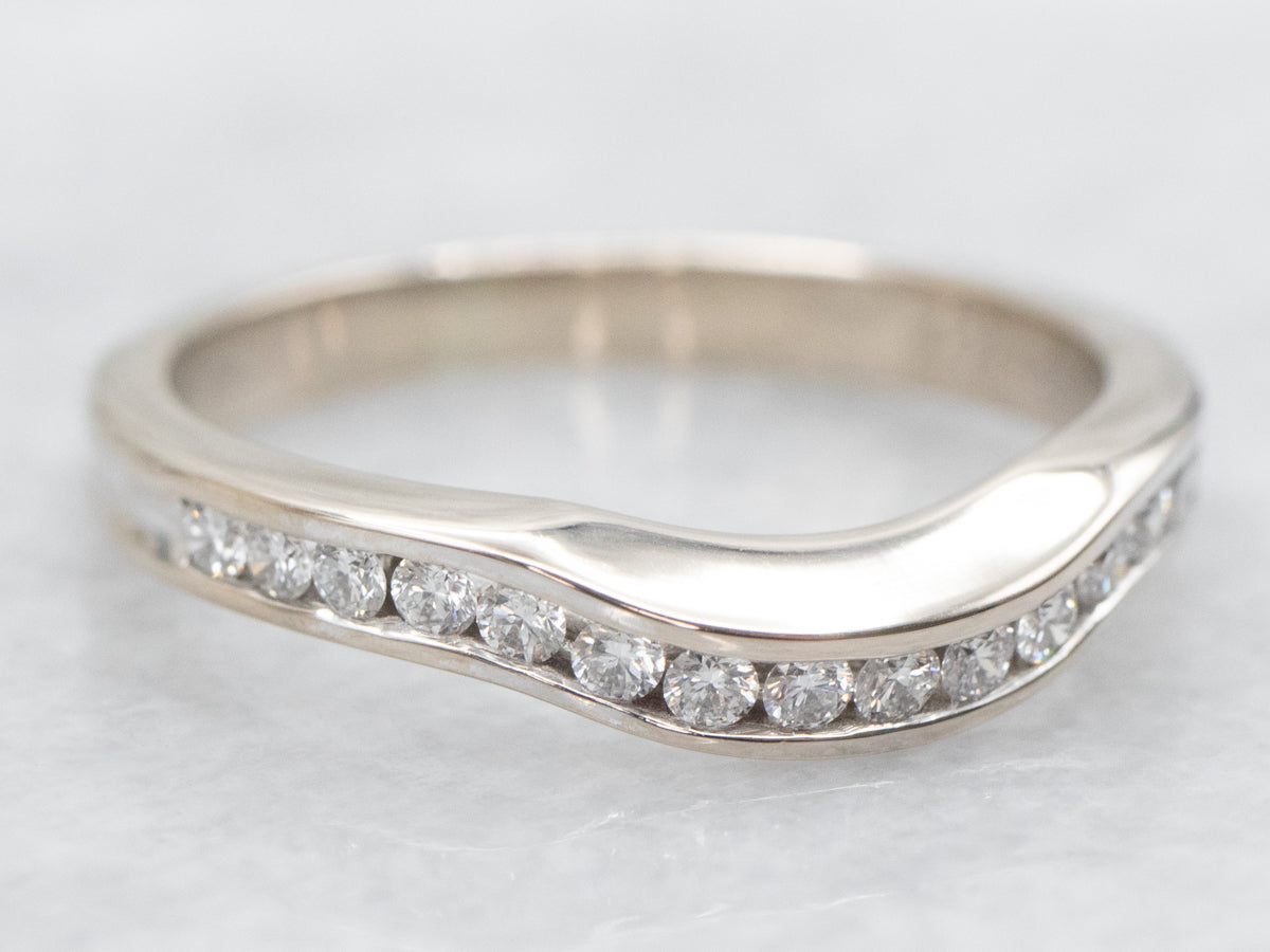 Curved Diamond Guard Wedding Band