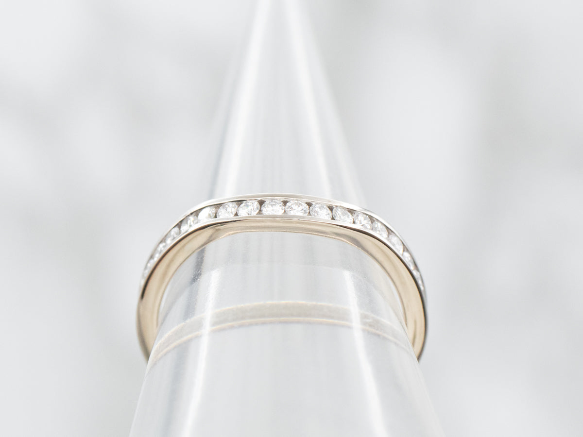 Curved Diamond Guard Wedding Band