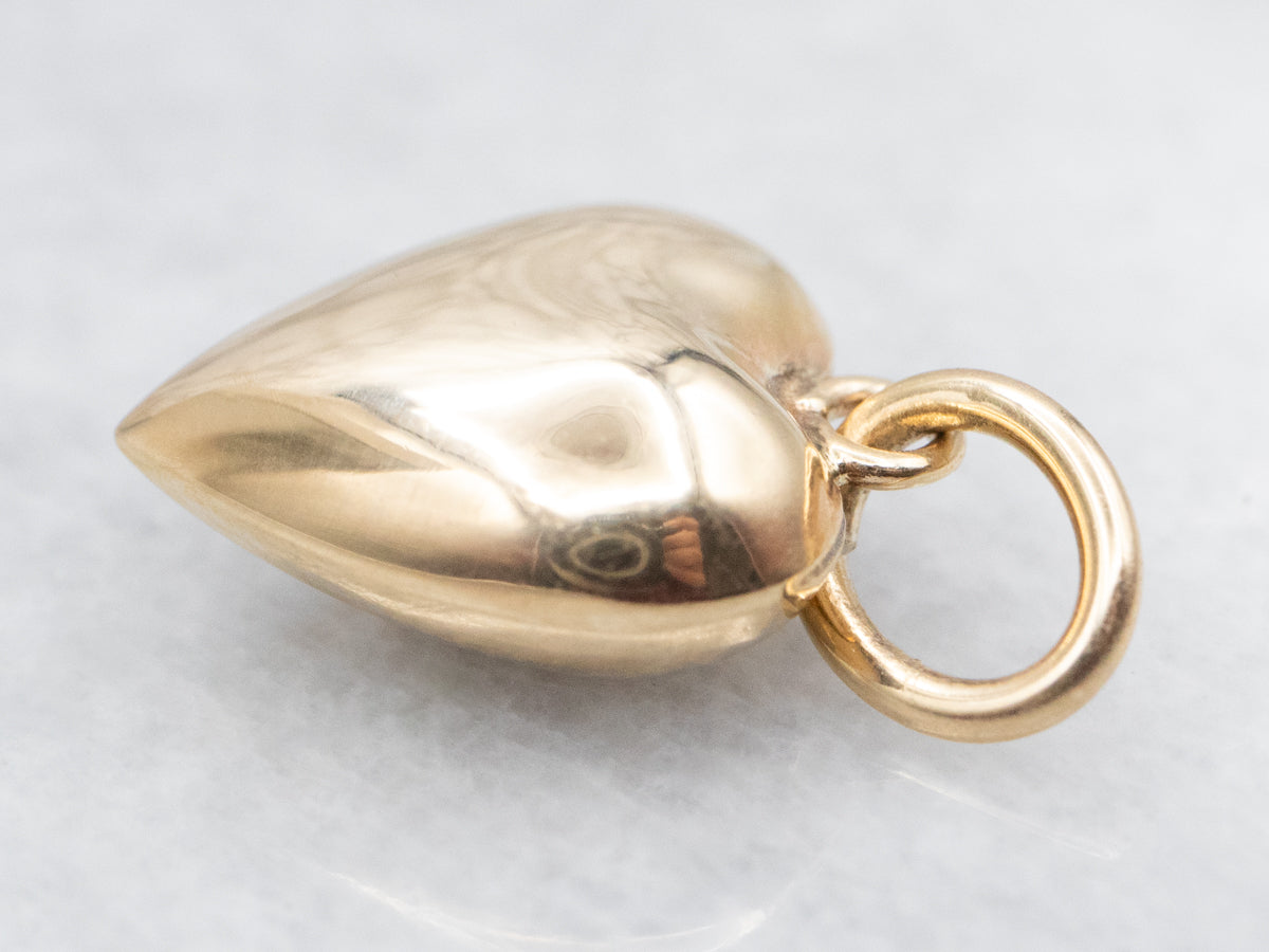 Gold Puffy Heart Charm