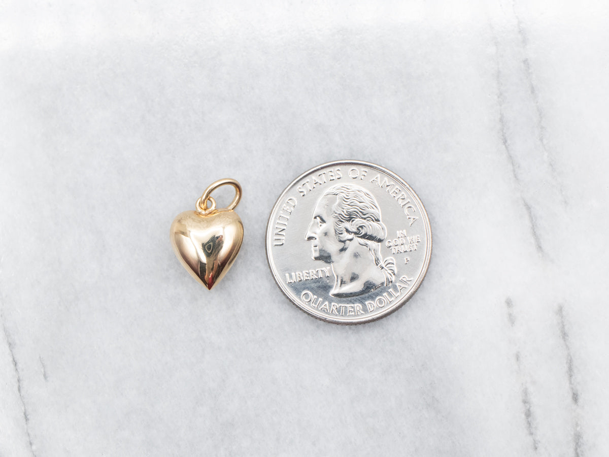 Gold Puffy Heart Charm