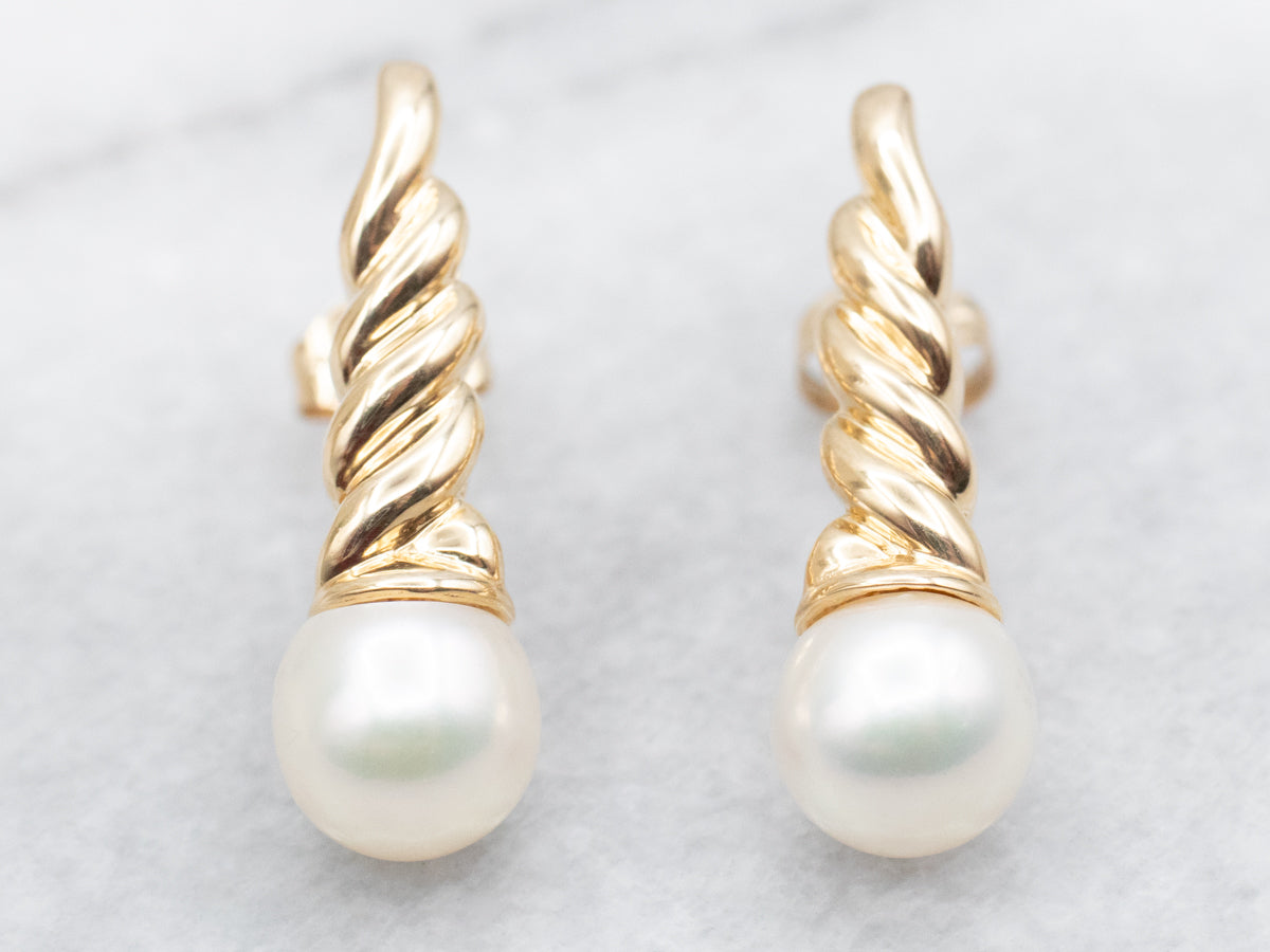 Saltwater Pearl Twisted Stud Earrings