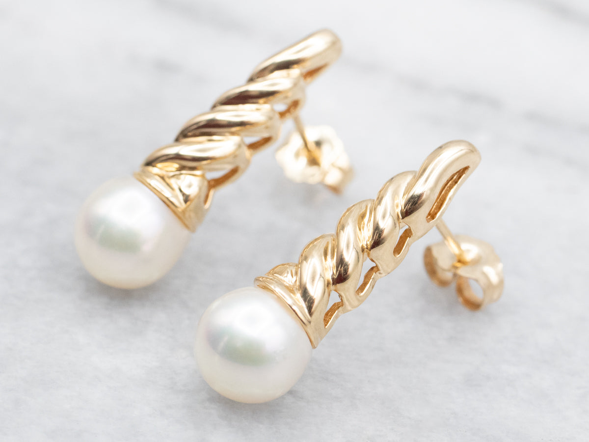 Saltwater Pearl Twisted Stud Earrings