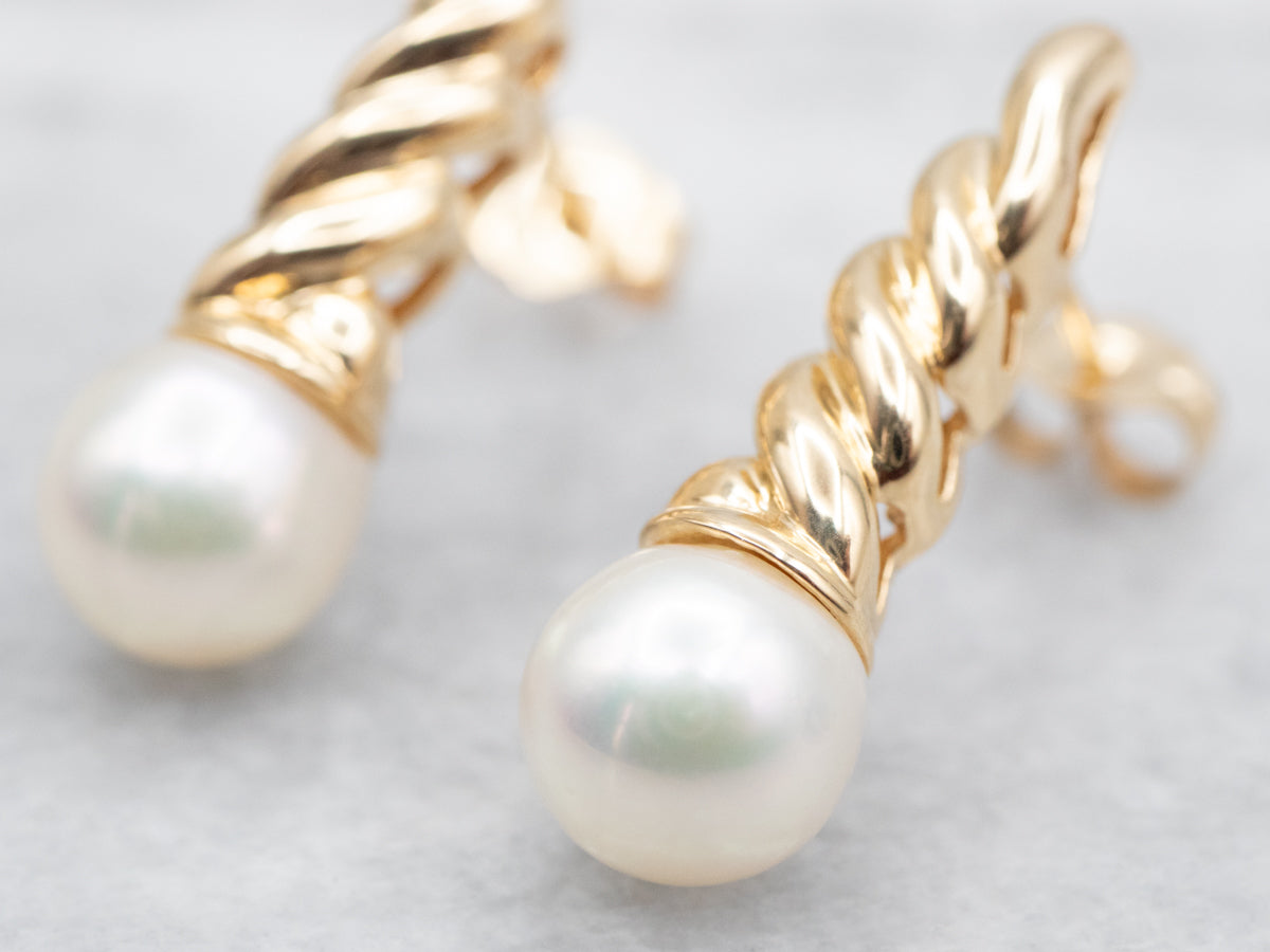 Saltwater Pearl Twisted Stud Earrings