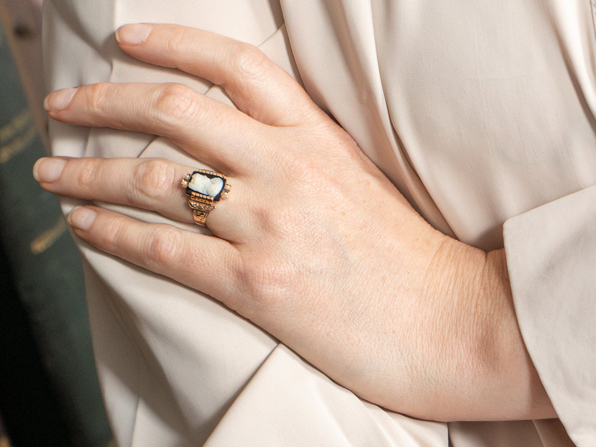 Antique Victorian Onyx Cameo Ring