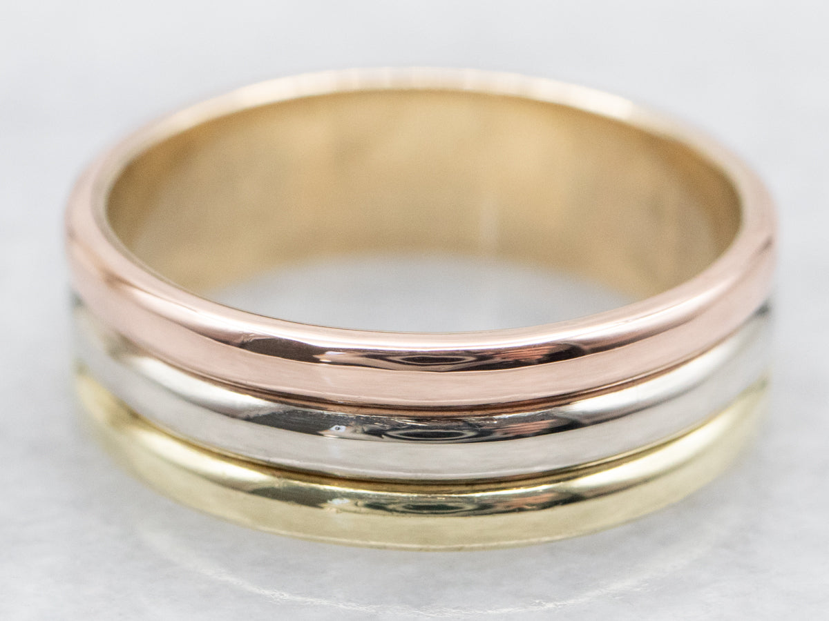 Stacked Tri-Color Gold Band