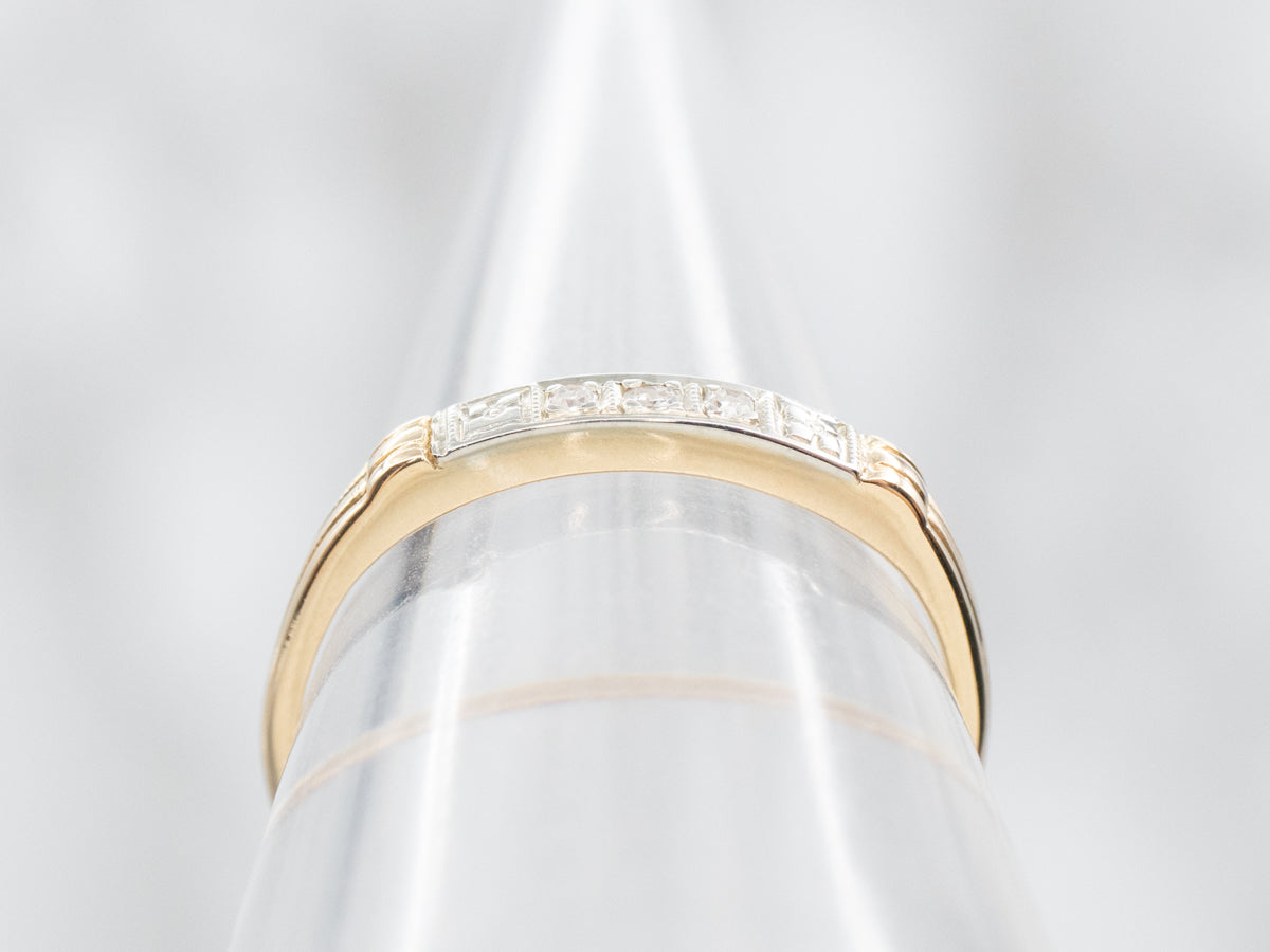 Retro-Era Two Tone Gold Diamond Band