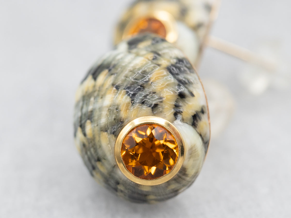 Trianon Citrine and Shell Stud Earrings