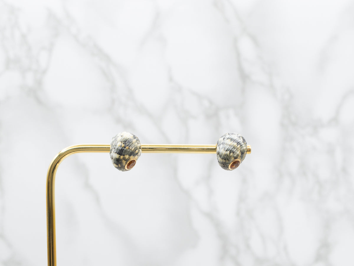 Trianon Citrine and Shell Stud Earrings