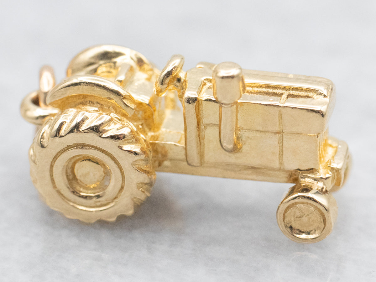 Vintage Gold Tractor Charm