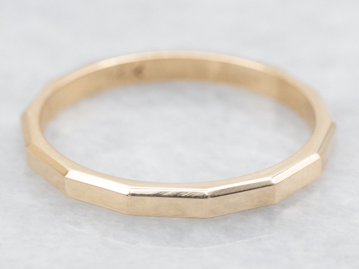 Yellow Gold Faceted Band