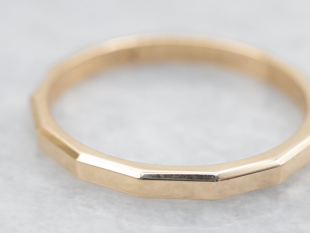 Yellow Gold Faceted Band