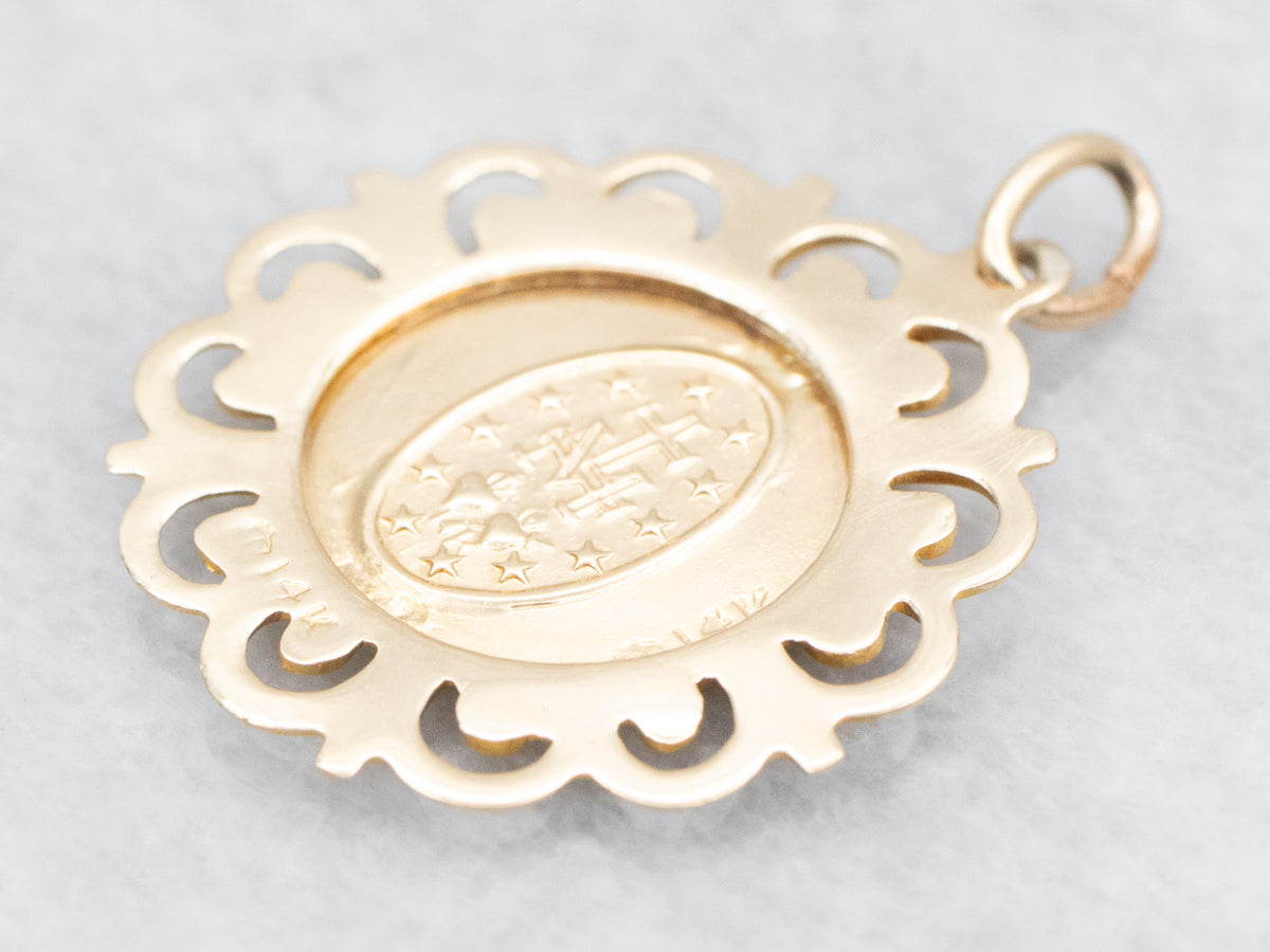 Vintage Mary Religious Disc Medal Pendant