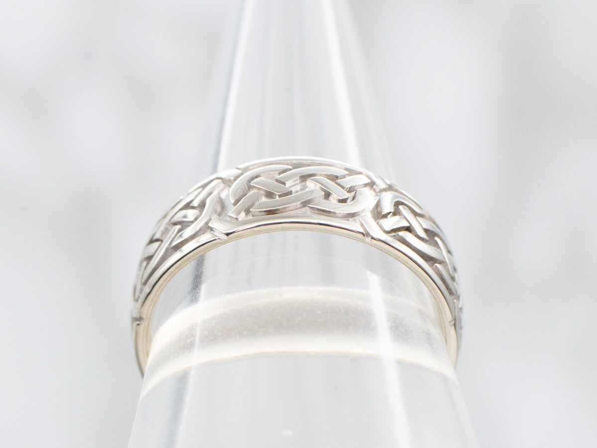 White Gold Celtic Pattern Knot Band