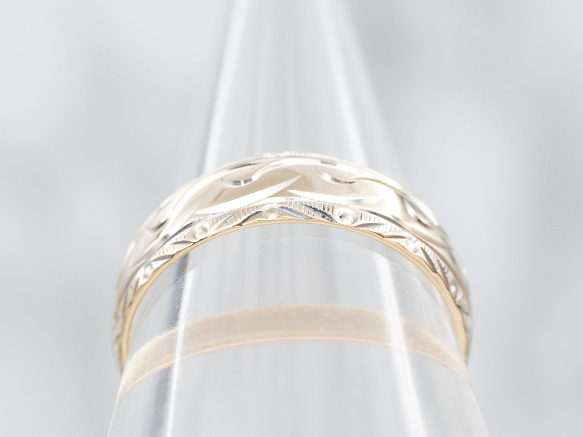 Vintage Tapered Gold Pattern Band