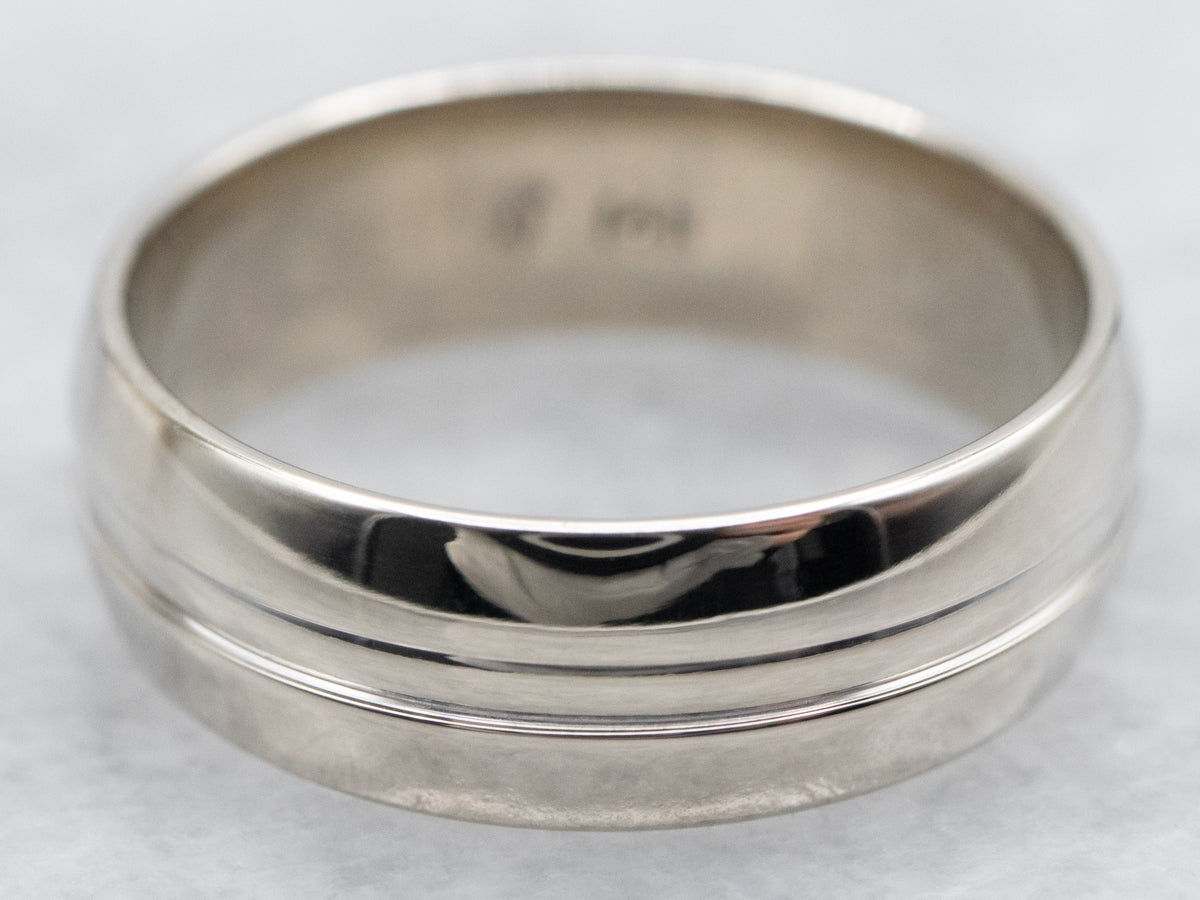 Double Line White Gold Wedding Band