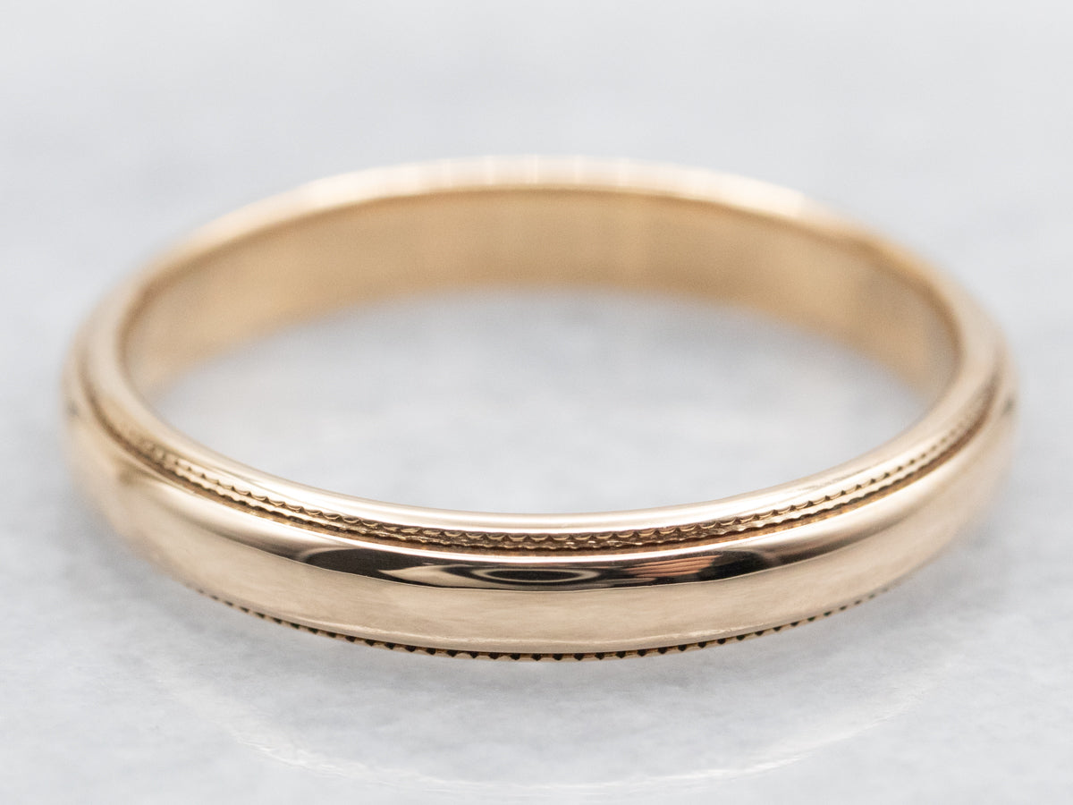 Milgrain Edge Yellow Gold Wedding Band