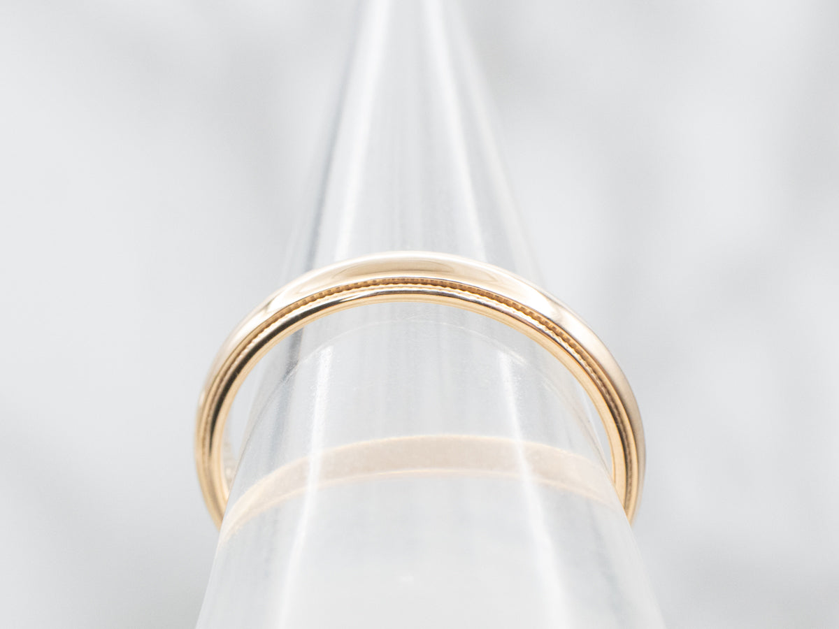 Milgrain Edge Yellow Gold Wedding Band