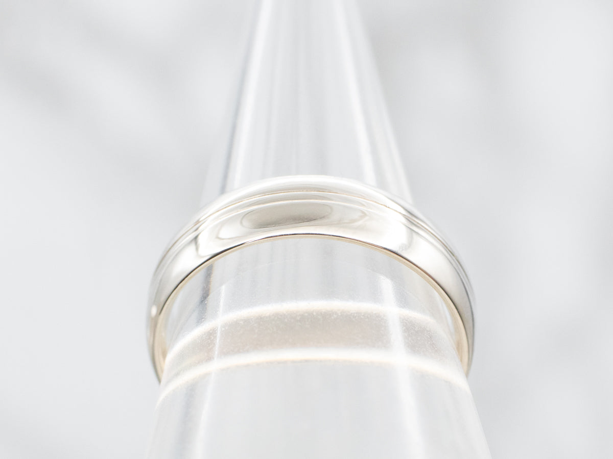 Grooved Double Line White Gold Band