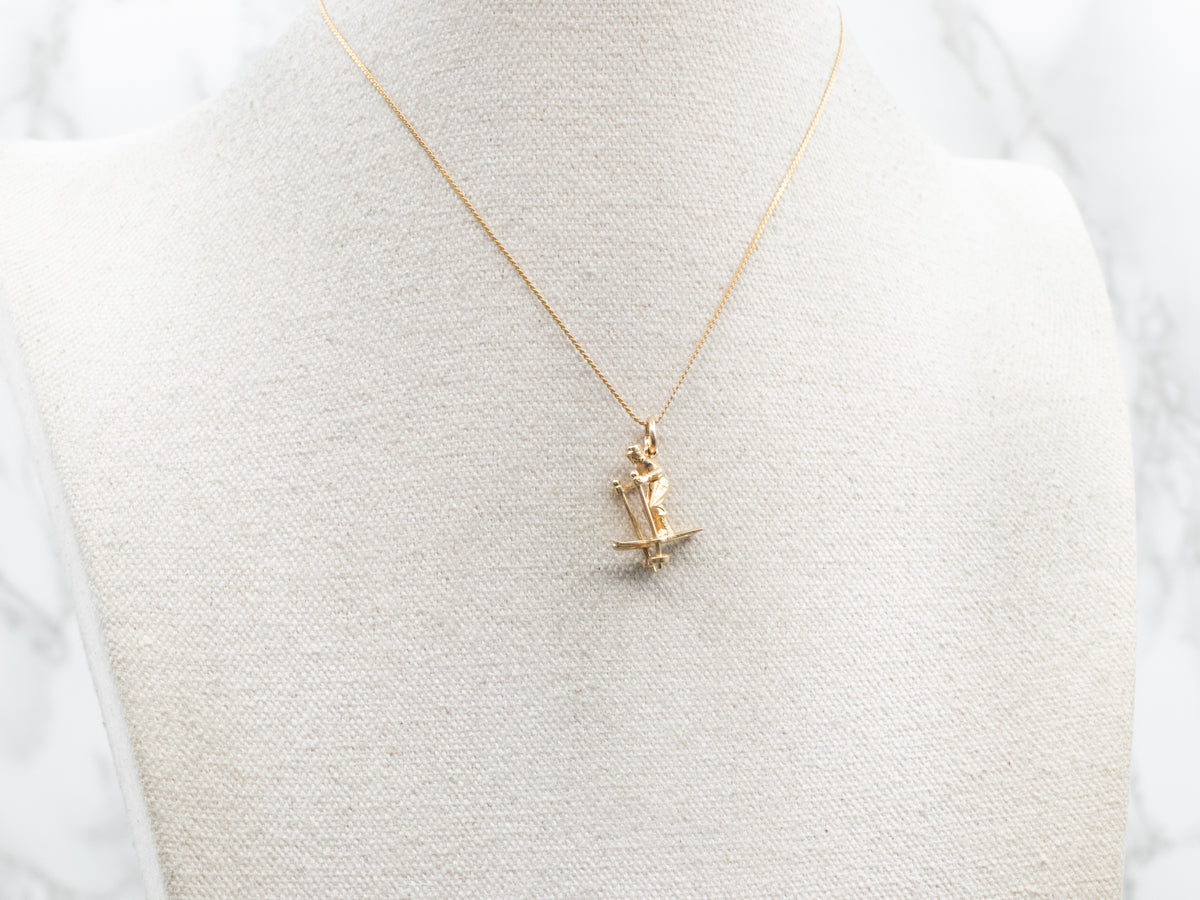 Vintage Cross Country Skier Charm