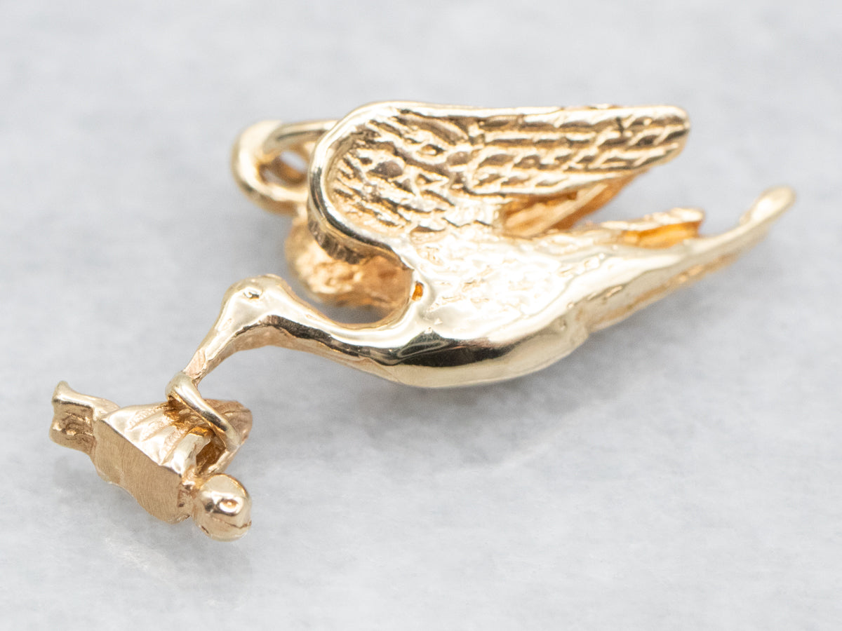 The Stork is Here, Vintage Stork Delivery Charm or Pendant