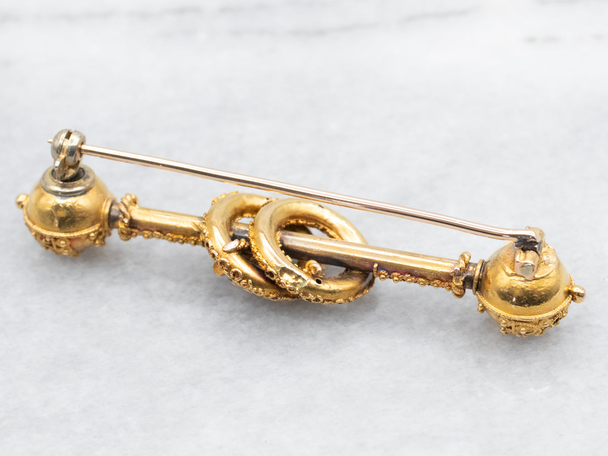 Etruscan Revival Floral Lover's Knot Brooch