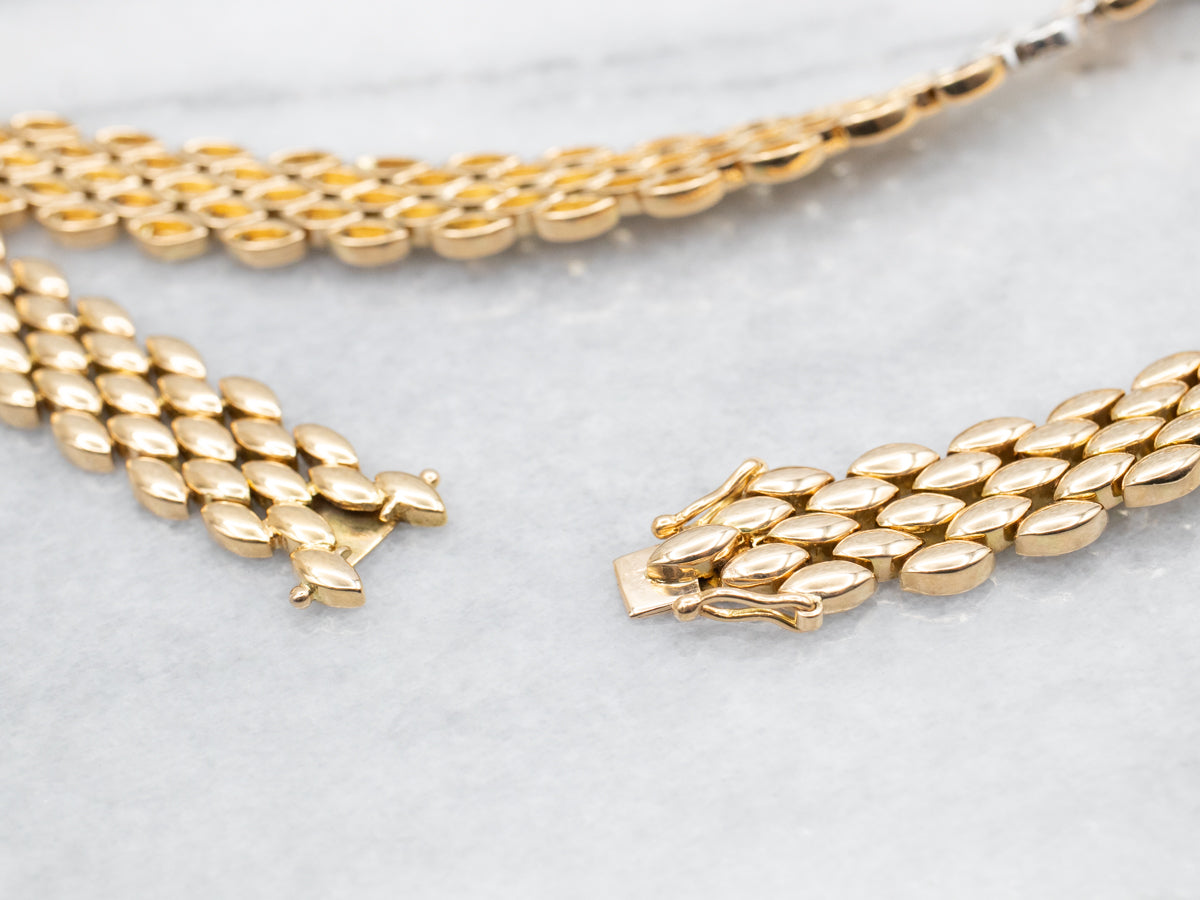 Two Tone 18-Karat Gold Diamond Panther Chain