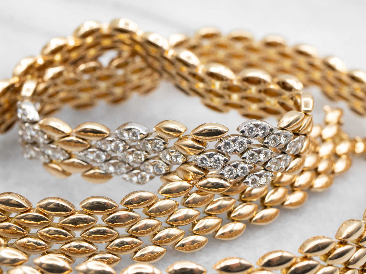 Two Tone 18-Karat Gold Diamond Panther Chain