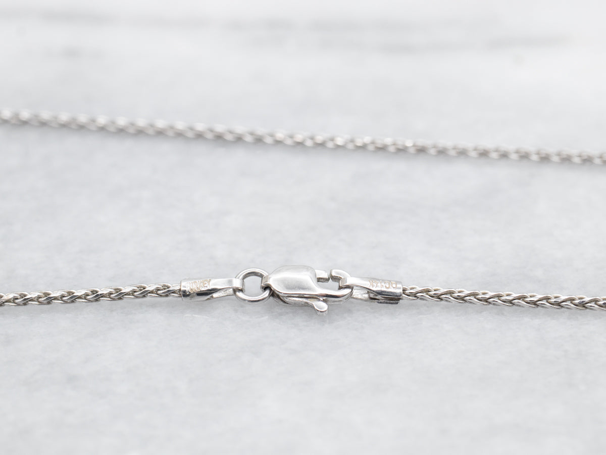 Long 30-Inch White Gold Wheat Chain