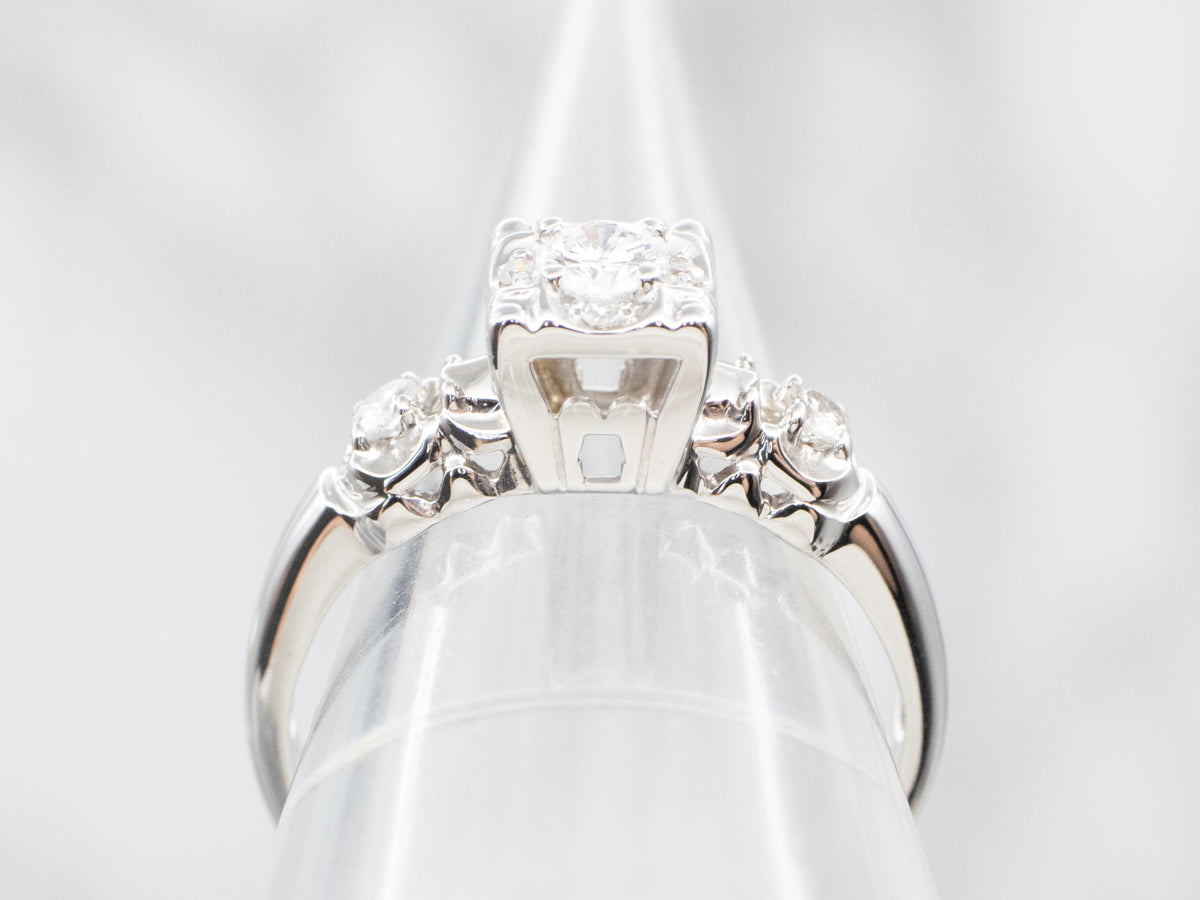 Retro Era Diamond Engagement Ring