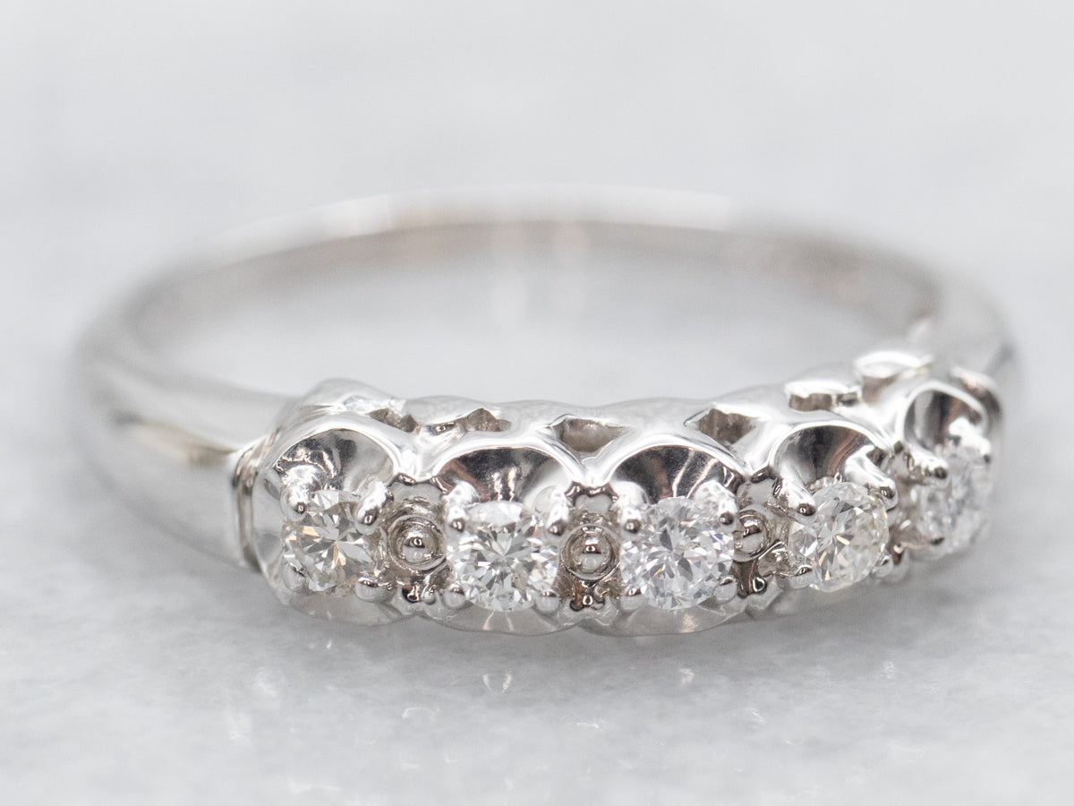 White Gold Five Diamond Wedding Band