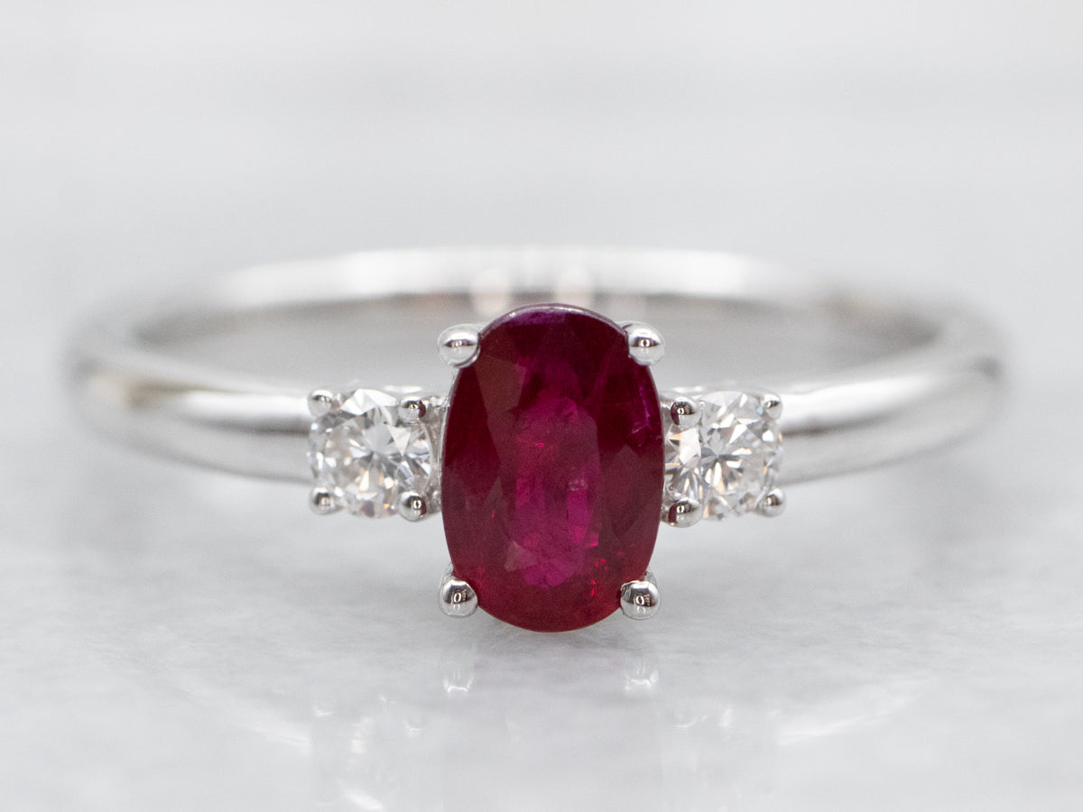 Modern Ruby and Diamond Engagement Ring