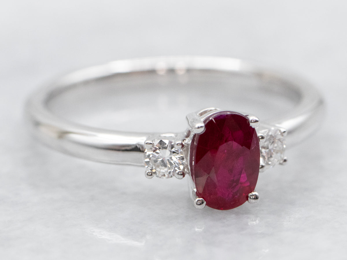 Modern Ruby and Diamond Engagement Ring