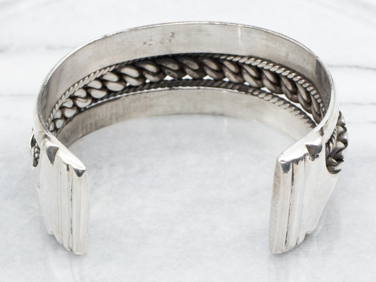 Sterling Silver Heavy Twisting Pattern Cuff Bracelet