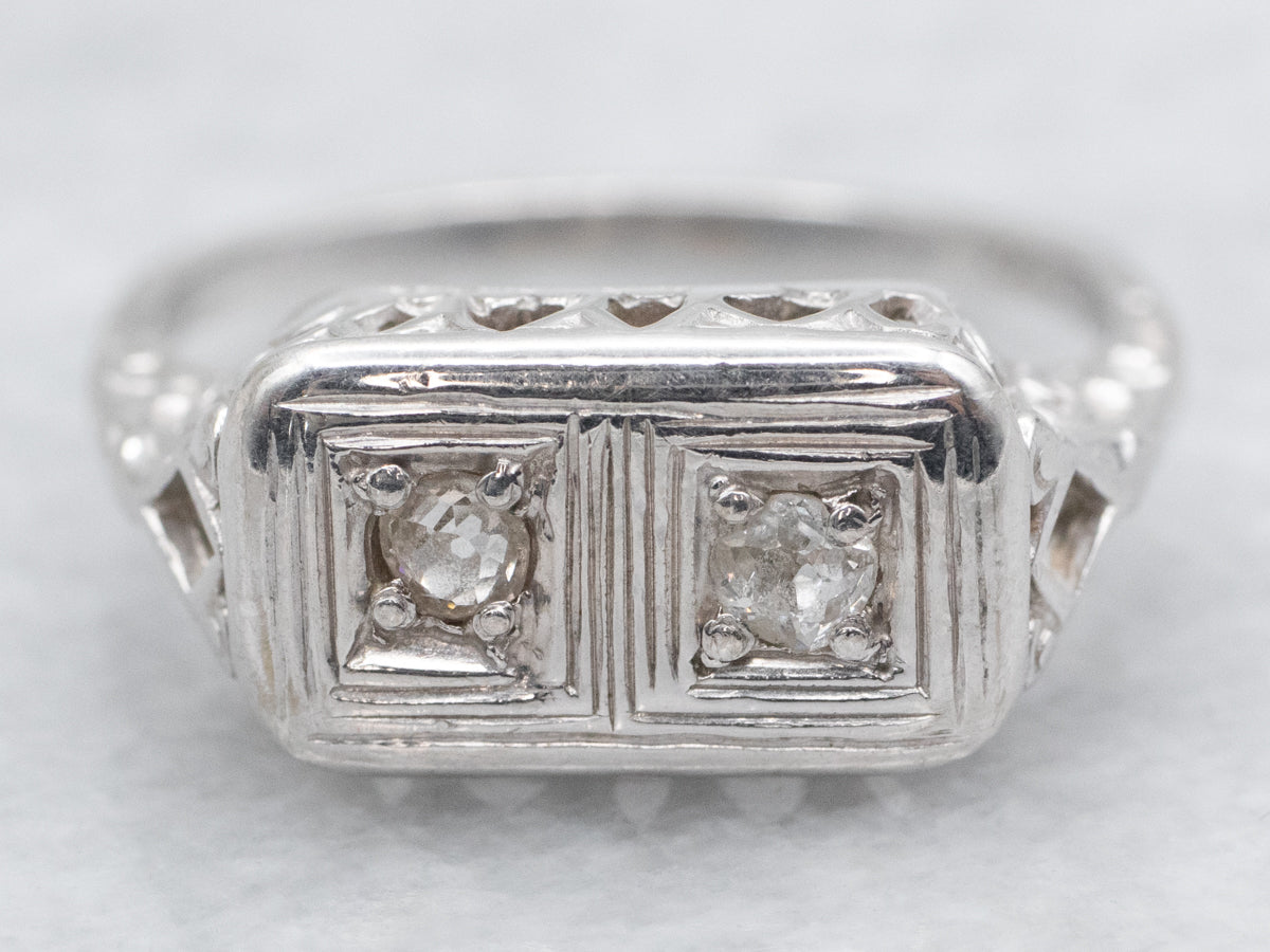 Art Deco Double Old Mine Cut Diamond Ring