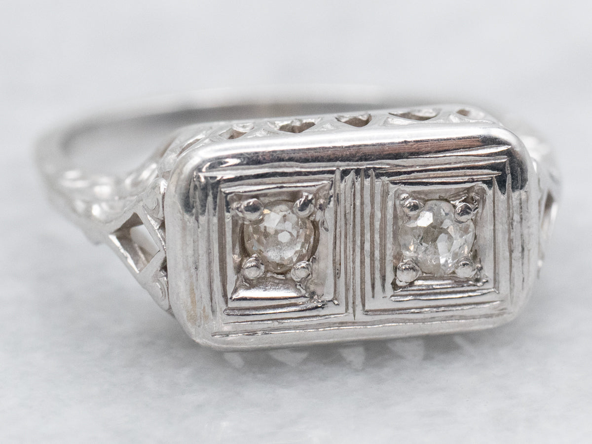 Art Deco Double Old Mine Cut Diamond Ring