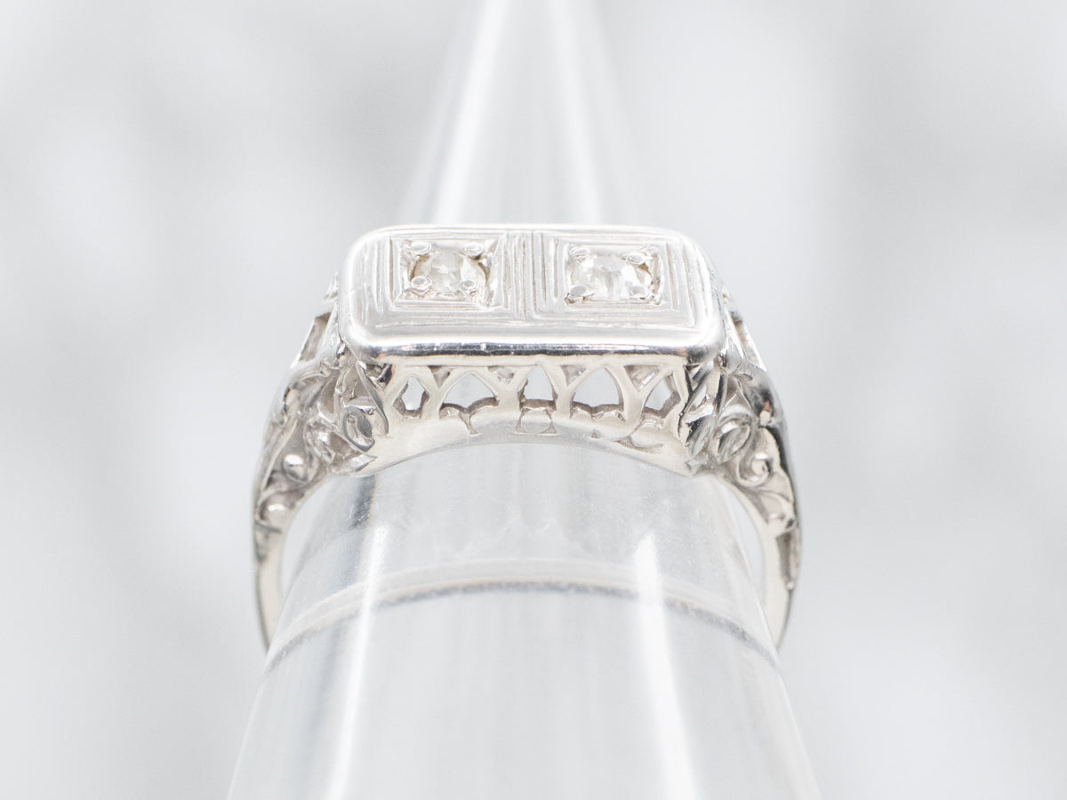 Art Deco Double Old Mine Cut Diamond Ring