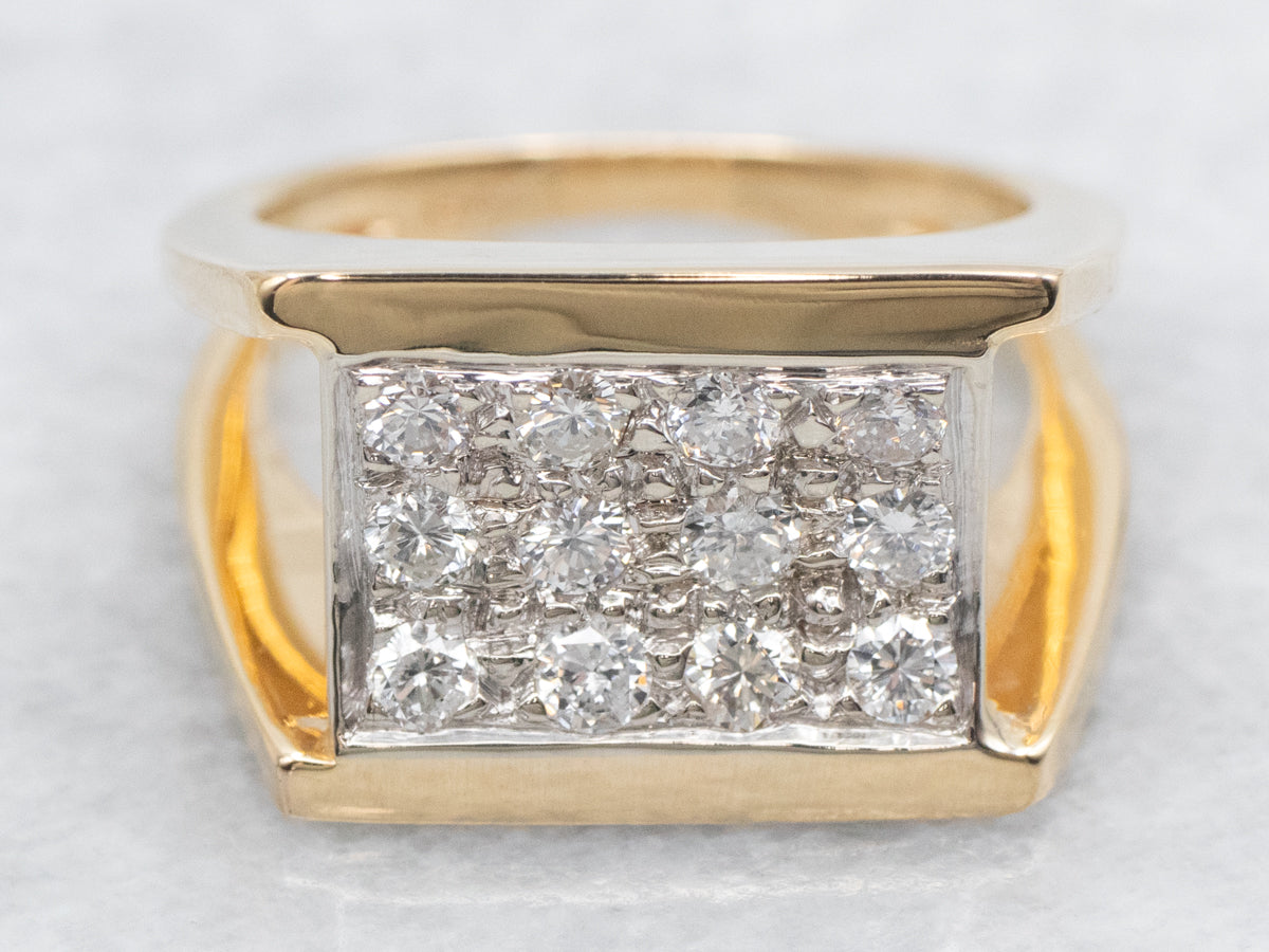 Modern Gold Diamond Statement Ring