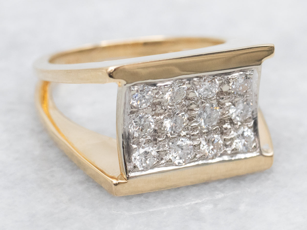 Modern Gold Diamond Statement Ring