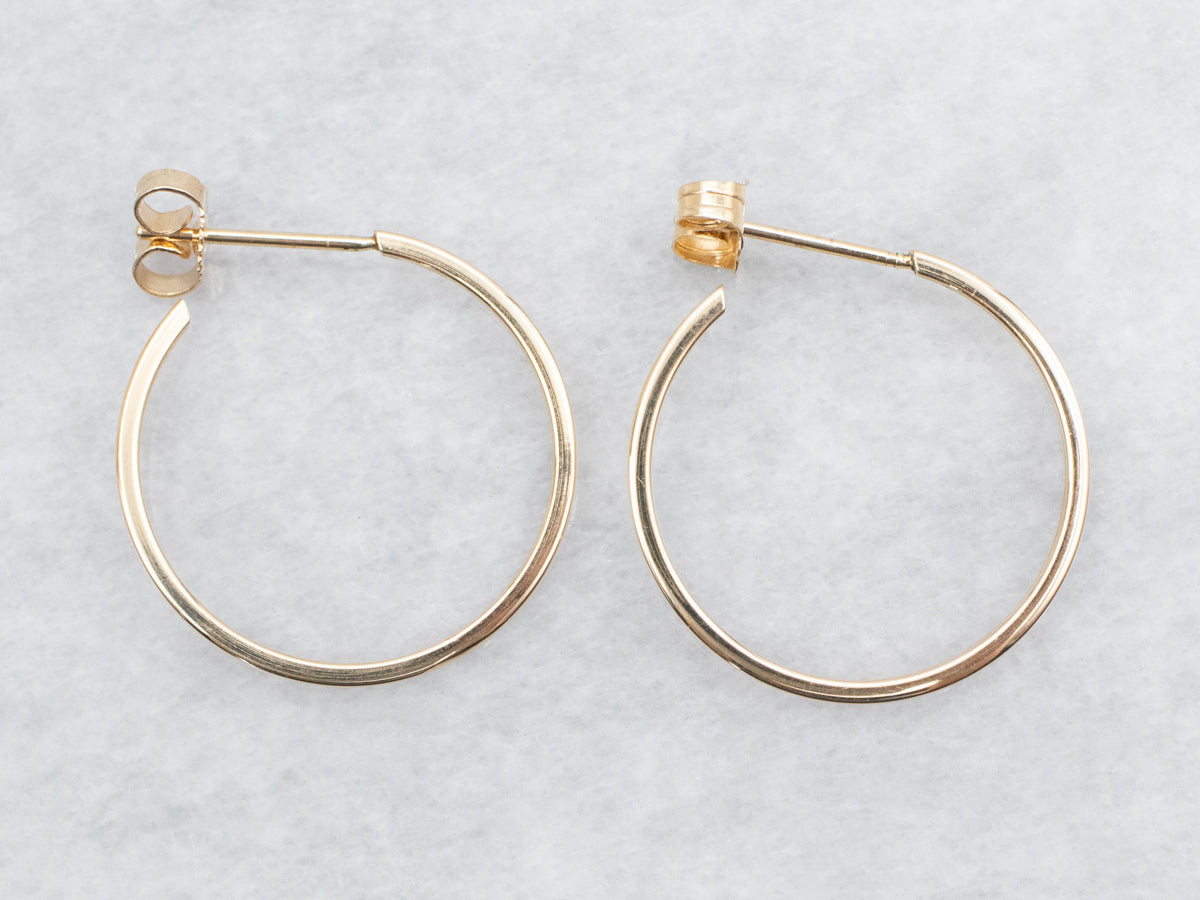 Squared Yellow Gold Hoop Earrings