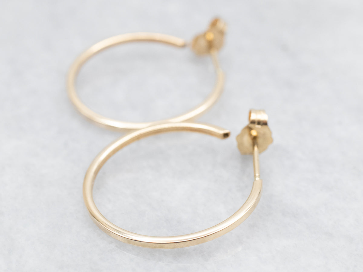 Squared Yellow Gold Hoop Earrings