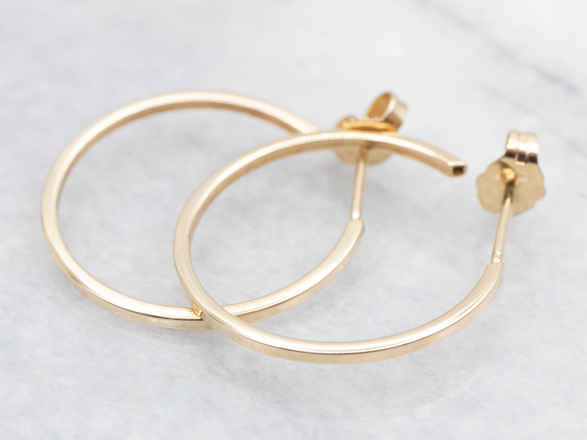 Squared Yellow Gold Hoop Earrings