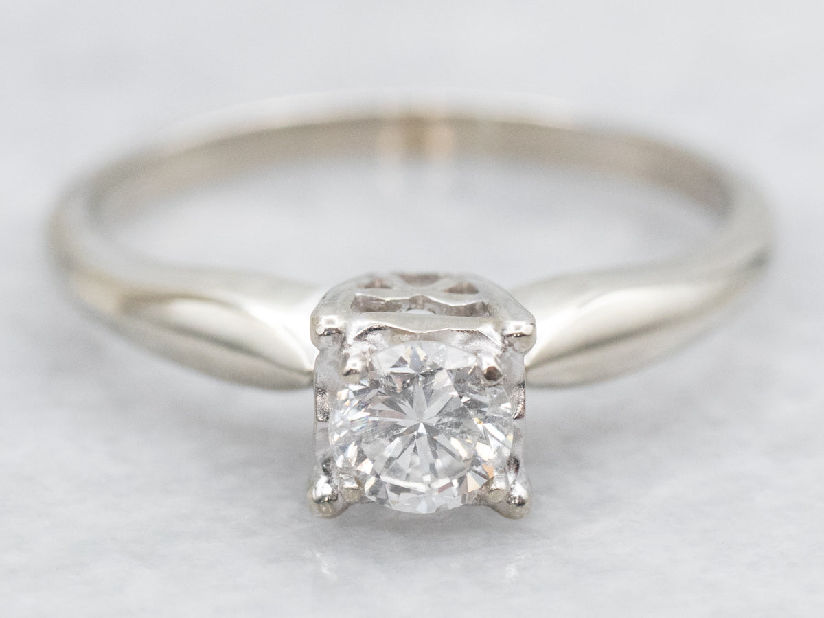 Simple White Gold Diamond Solitaire Engagement Ring