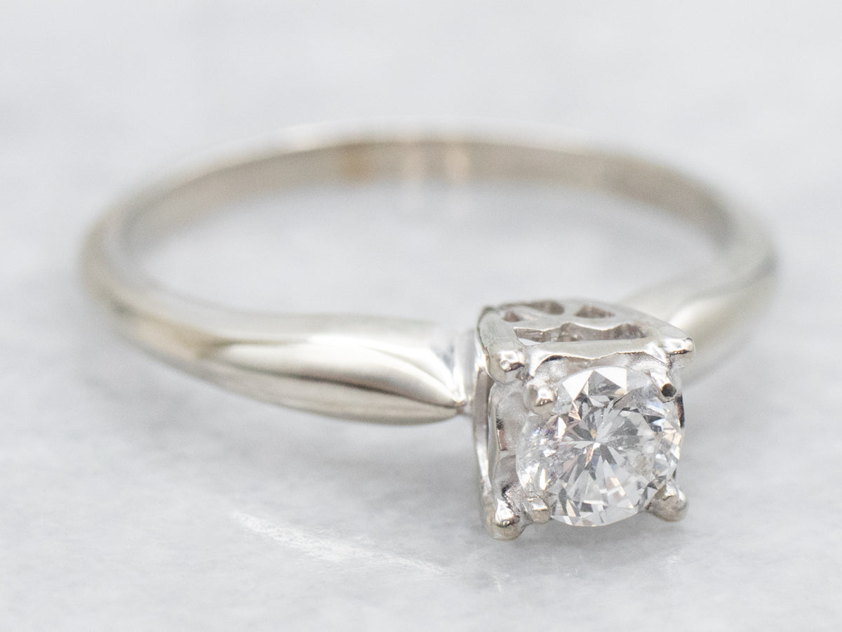 Simple White Gold Diamond Solitaire Engagement Ring