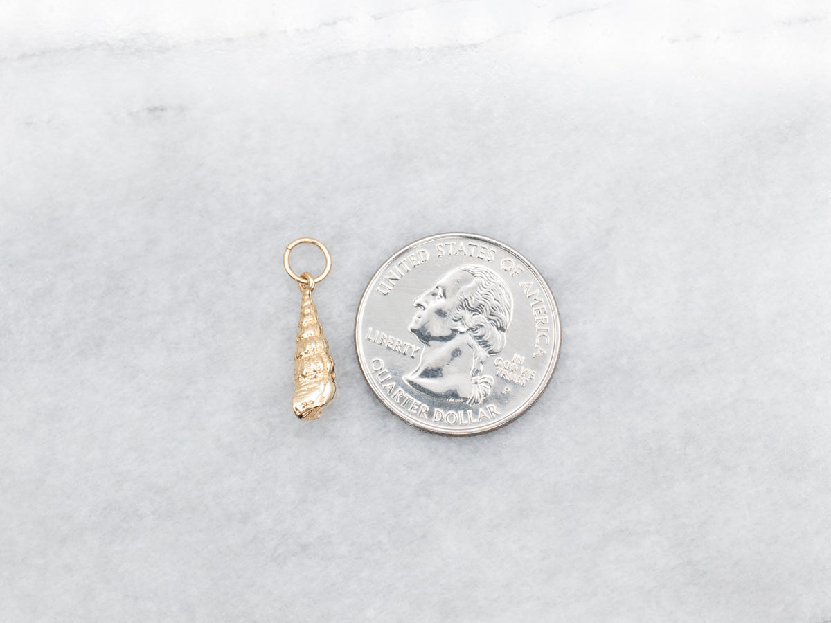 Gold Mollusk Shell Charm Pendant